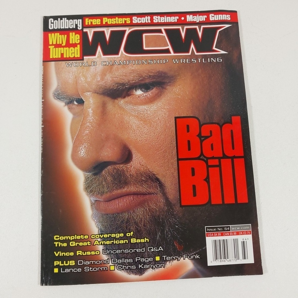 Vintage WCW WRESTLING MAGAZINE #64 Aug. 2000‎ Goldberg COVER No Poster